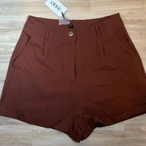 Brown High Waisted Shorts